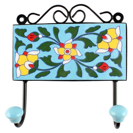 Forest Green Leaf Ceramic Tile Hook